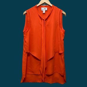 Joseph Ribkoff Orange Tie Neck Sleeveless Blouse Women's sz 10